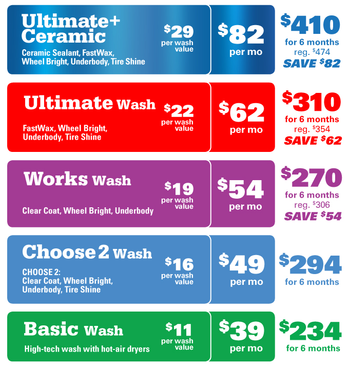 Mike's Carwash - Options and Prices